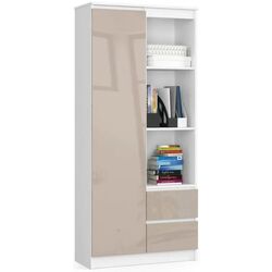 Стеллаж Akord R11 R80 1D2SZ (White/Cappuccino Gloss)