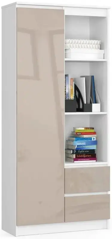Стеллаж Akord R11 R80 1D2SZ (White/Cappuccino Gloss)