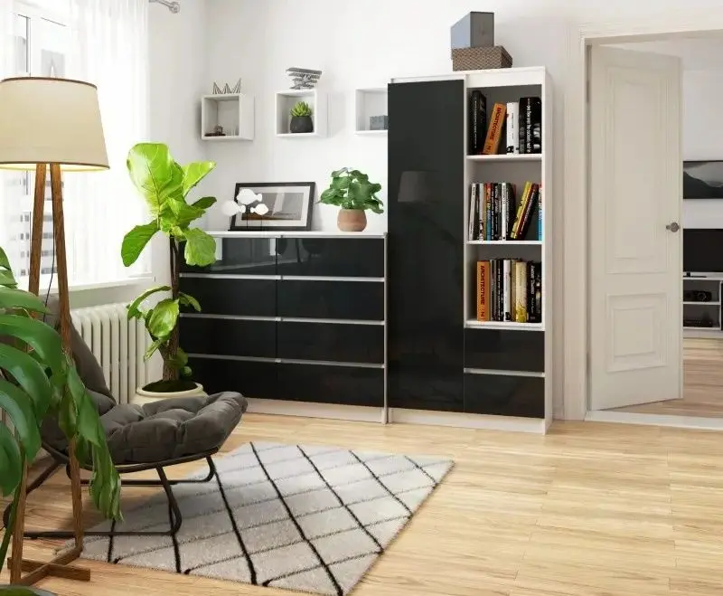 Etajera Akord R11 R80 1D2SZ (White/Graphite Gloss)