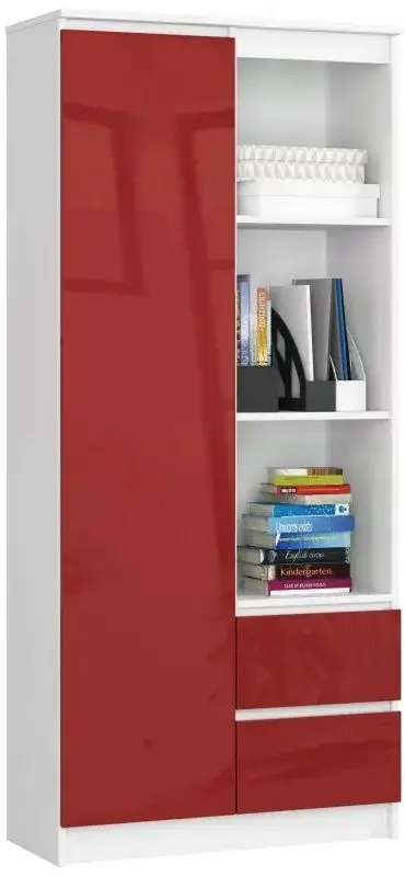 Etajera Akord R11 R80 1D2SZ (White/Red Gloss)
