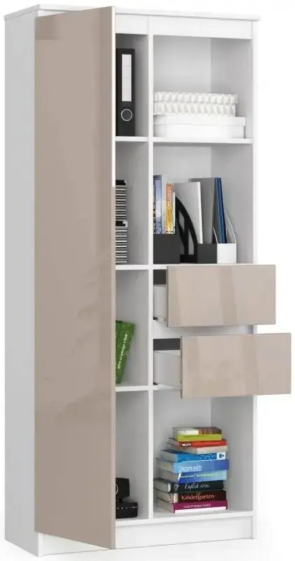 Стеллаж Akord R15 R80 1D2SZ (White/Cappuccino Gloss) - 2