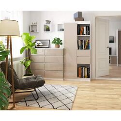 Стеллаж Akord R15 R80 1D2SZ (White/Cappuccino Gloss) Thumb