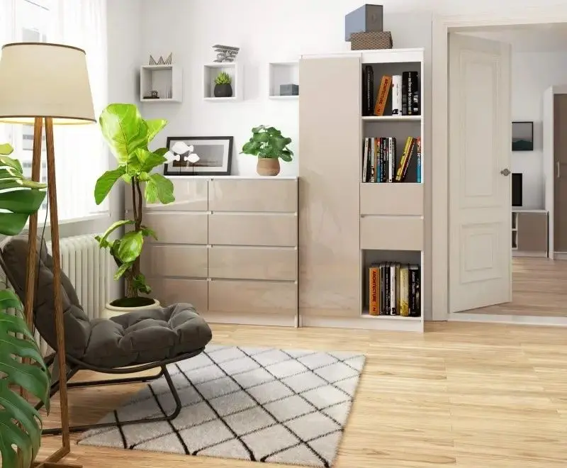 Стеллаж Akord R15 R80 1D2SZ (White/Cappuccino Gloss) - 3
