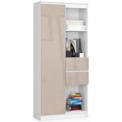 Стеллаж Akord R15 R80 1D2SZ (White/Cappuccino Gloss)