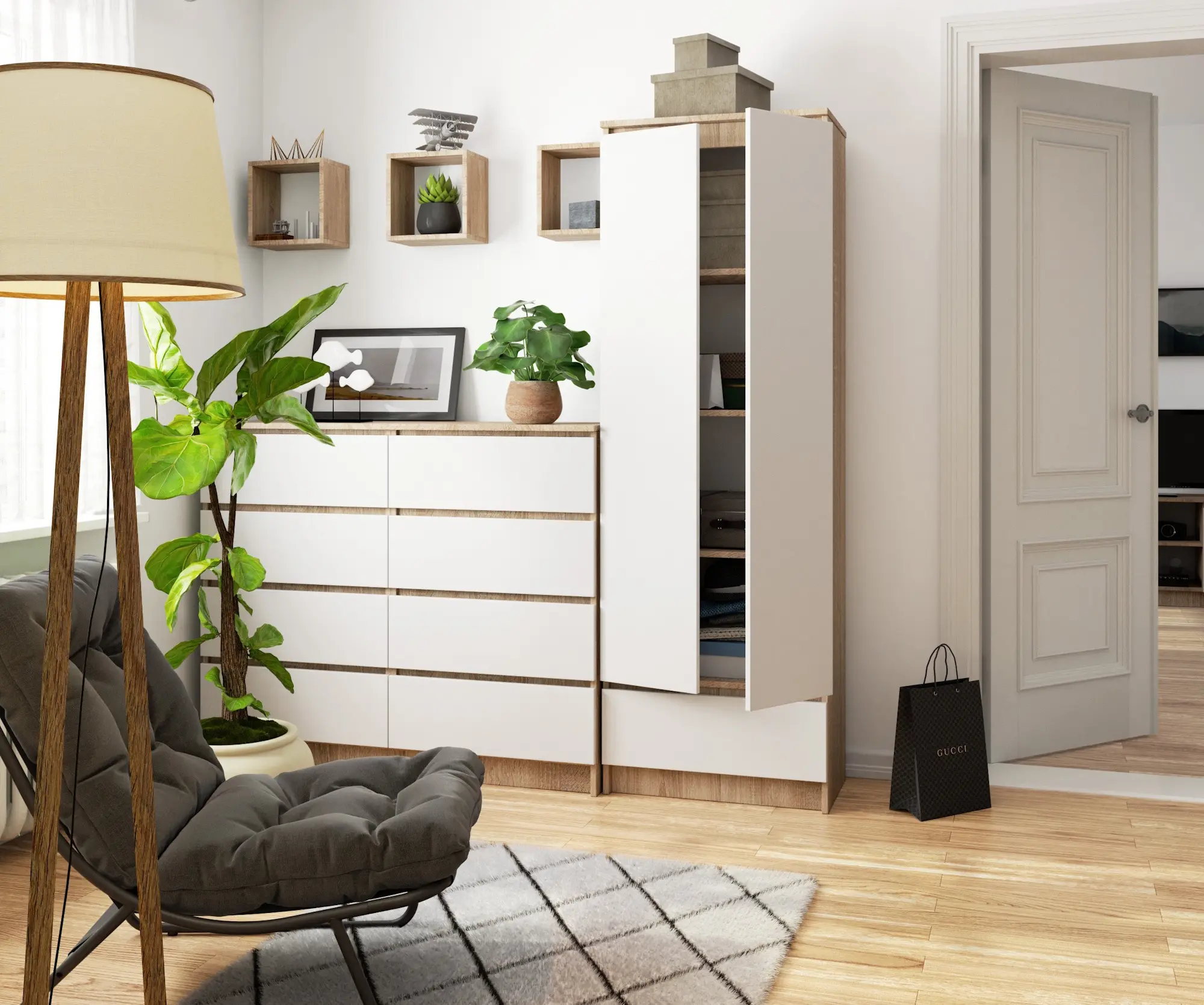 Dulap Akord R60 1SZ 2D (Sonoma Oak/White)