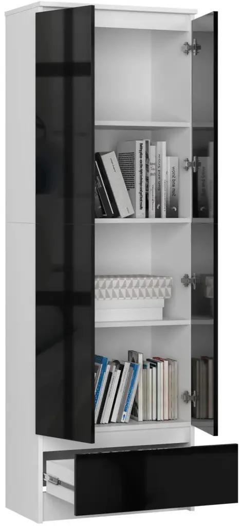 Шкаф Akord R60 1SZ 2D (White/Black Gloss)
