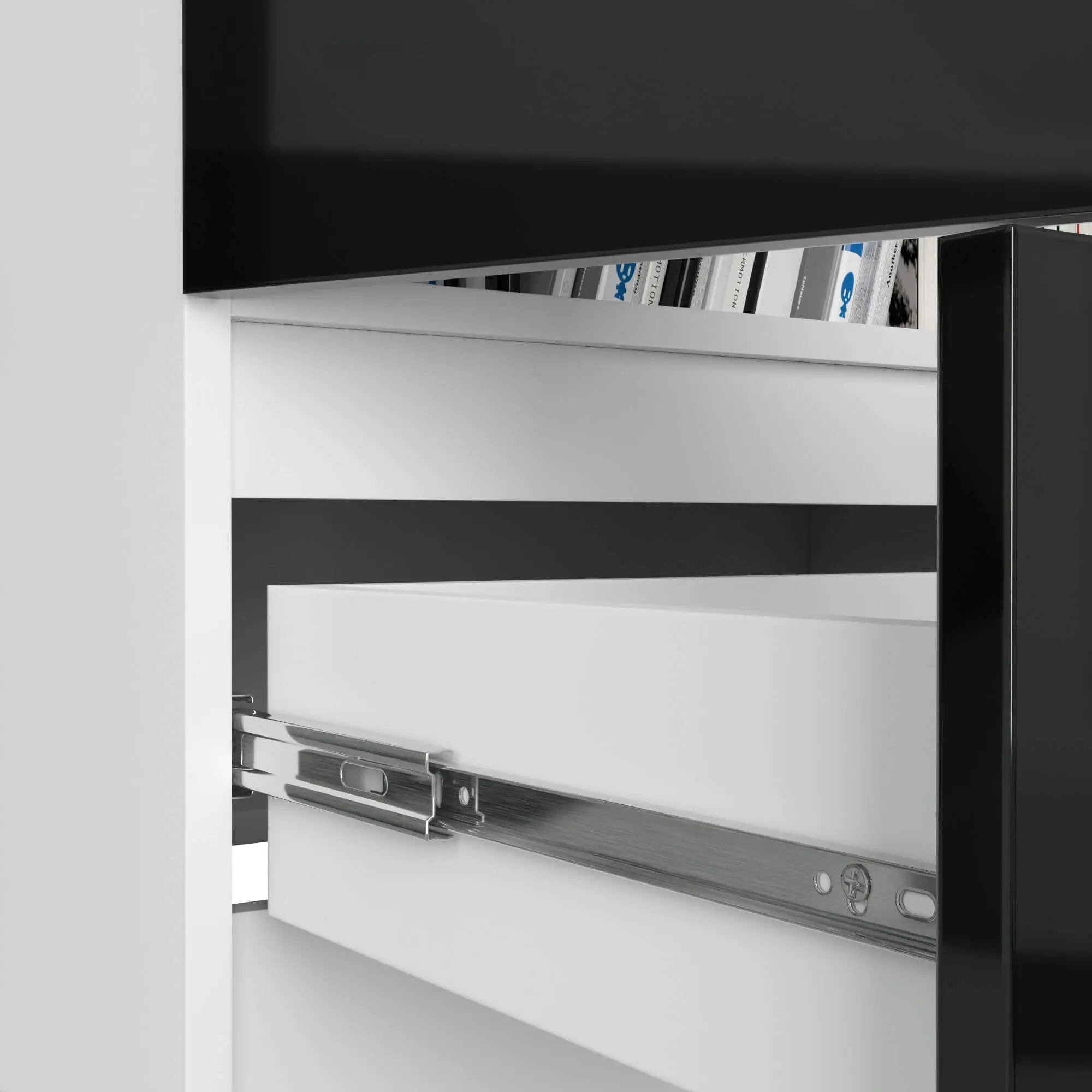 Шкаф Akord R60 1SZ 2D (White/Black Gloss)