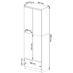 Шкаф Akord R60 1SZ 2D (White/Black Gloss) Thumb