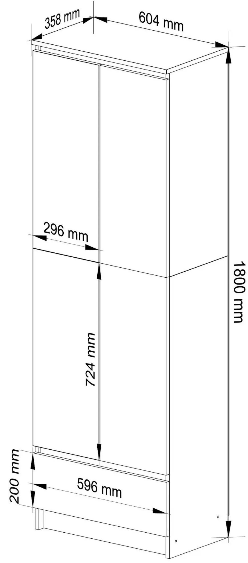 Dulap Akord R60 1SZ 2D (White/Glossy White)