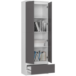 Dulap Akord R60 1SZ 2D (White/Graphite Grey) Thumb