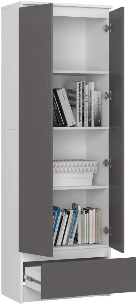 Dulap Akord R60 1SZ 2D (White/Graphite Grey)