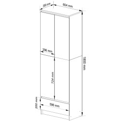 Dulap Akord R60 1SZ 2D (White/Graphite Grey) Thumb