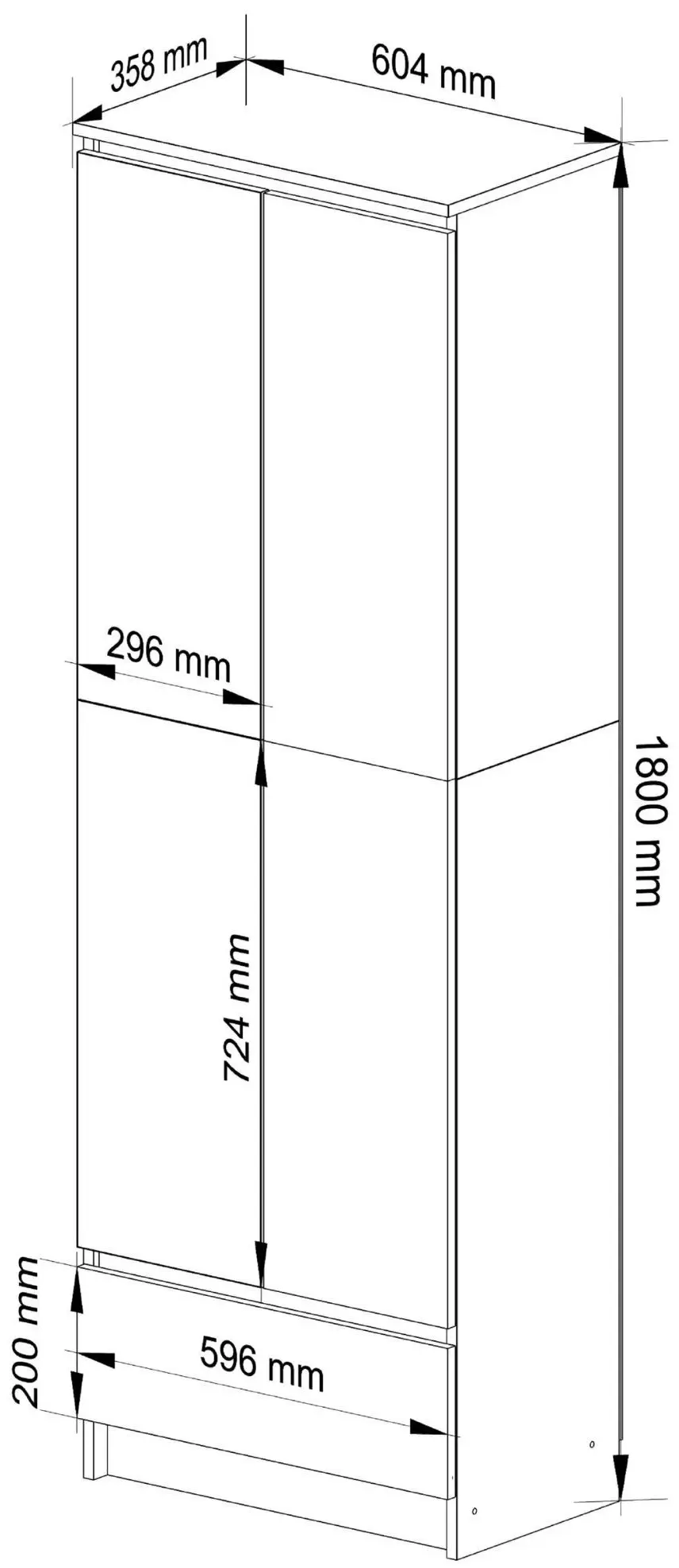 Dulap Akord R60 1SZ 2D (White/Graphite Grey)