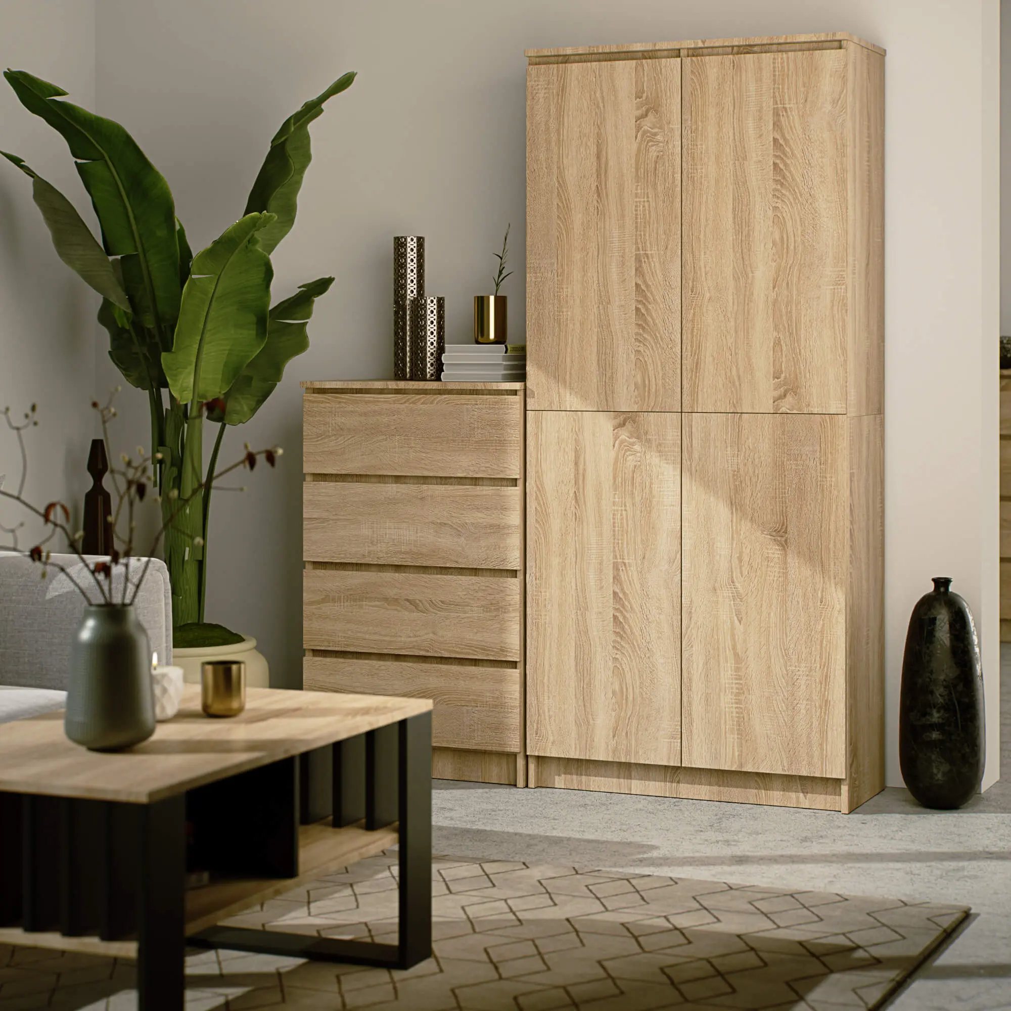 Dulap Akord R80 2D 8P (Sonoma Oak)