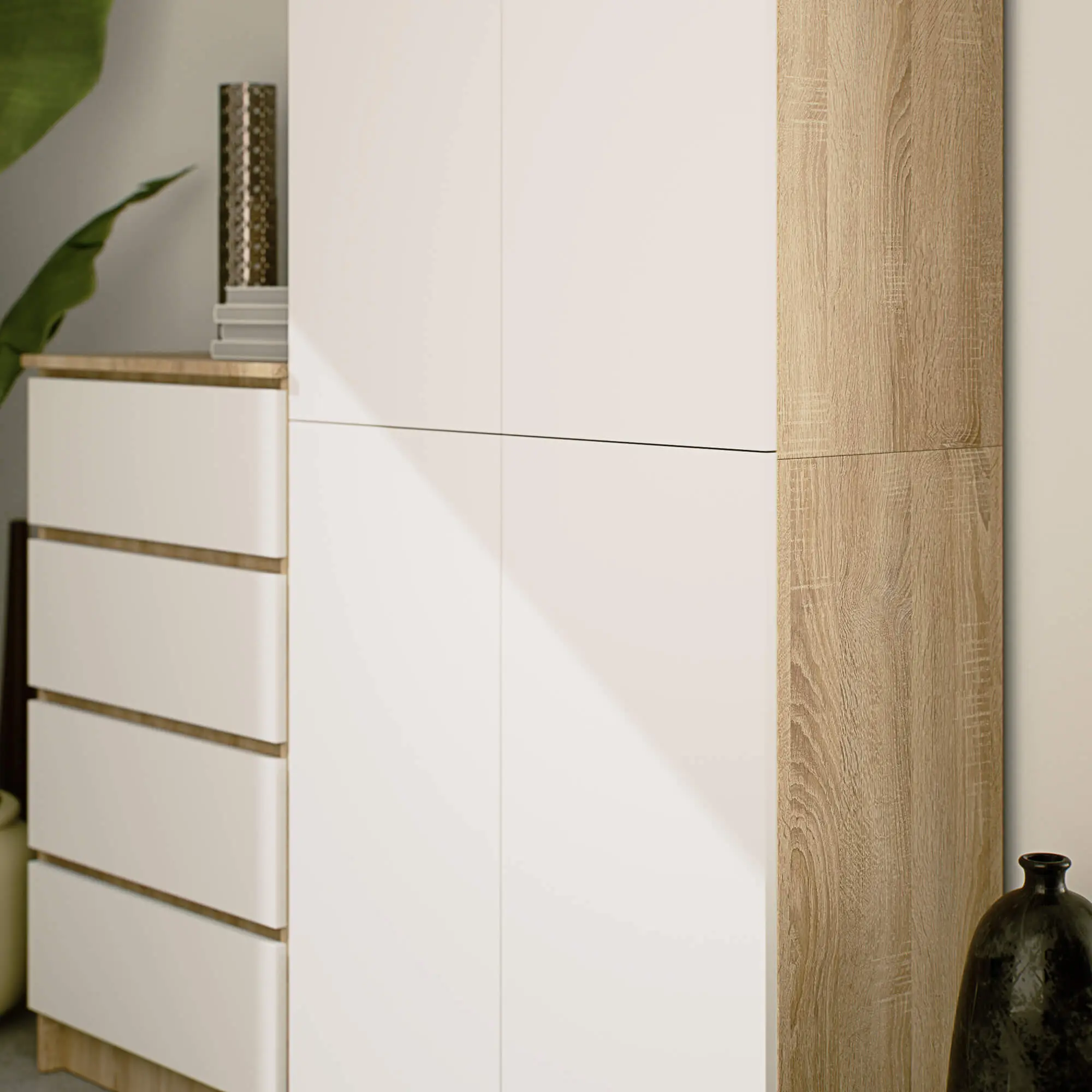 Шкаф Akord R80 2D 8P (Sonoma Oak/White)