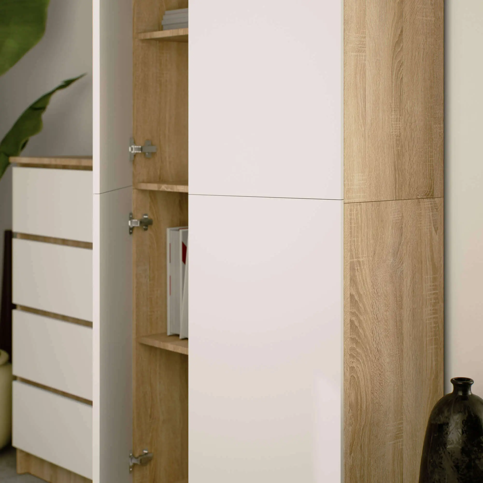 Шкаф Akord R80 2D 8P (Sonoma Oak/White)