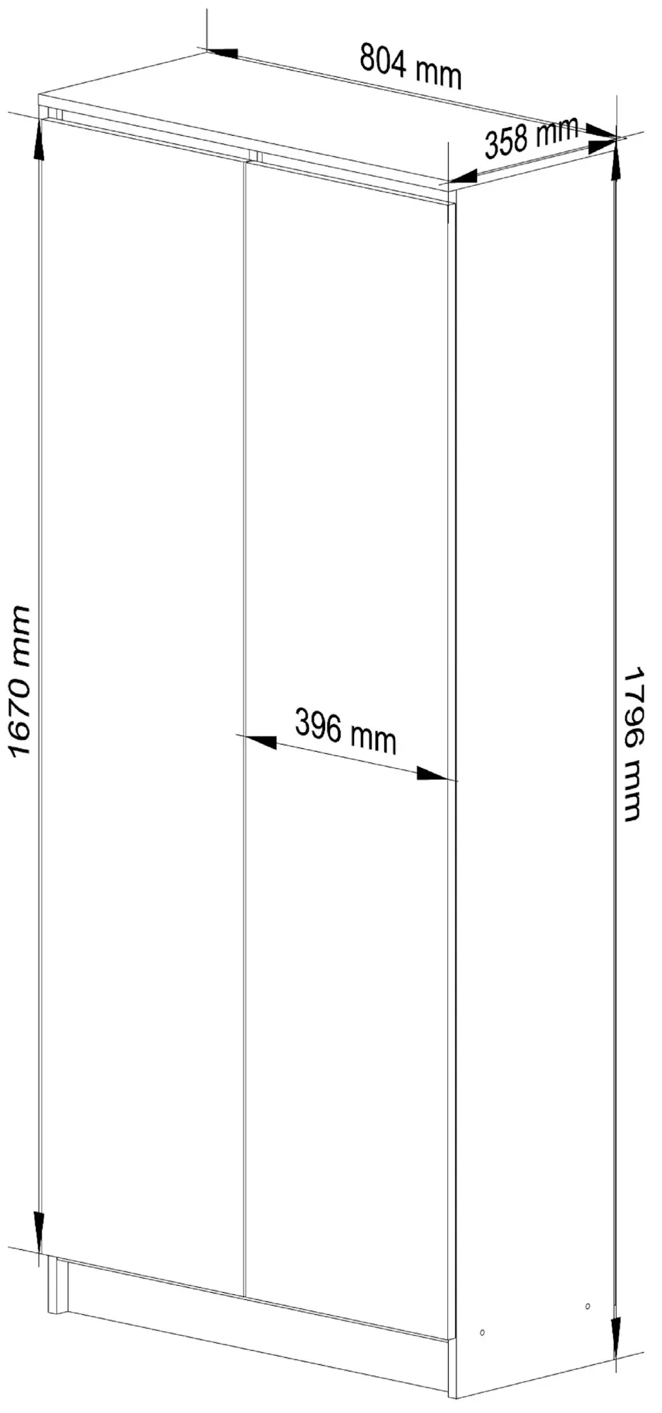 Dulap Akord R80 2D 8P (White/Graphite Grey)