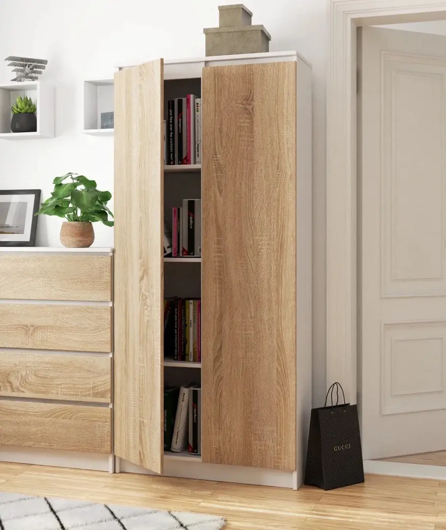 Шкаф Akord R80 2D 8P (White/Sonoma Oak)