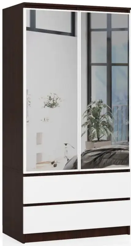 Dulap Akord S90 2D2SZ 2 Lustro (Wenge/White)