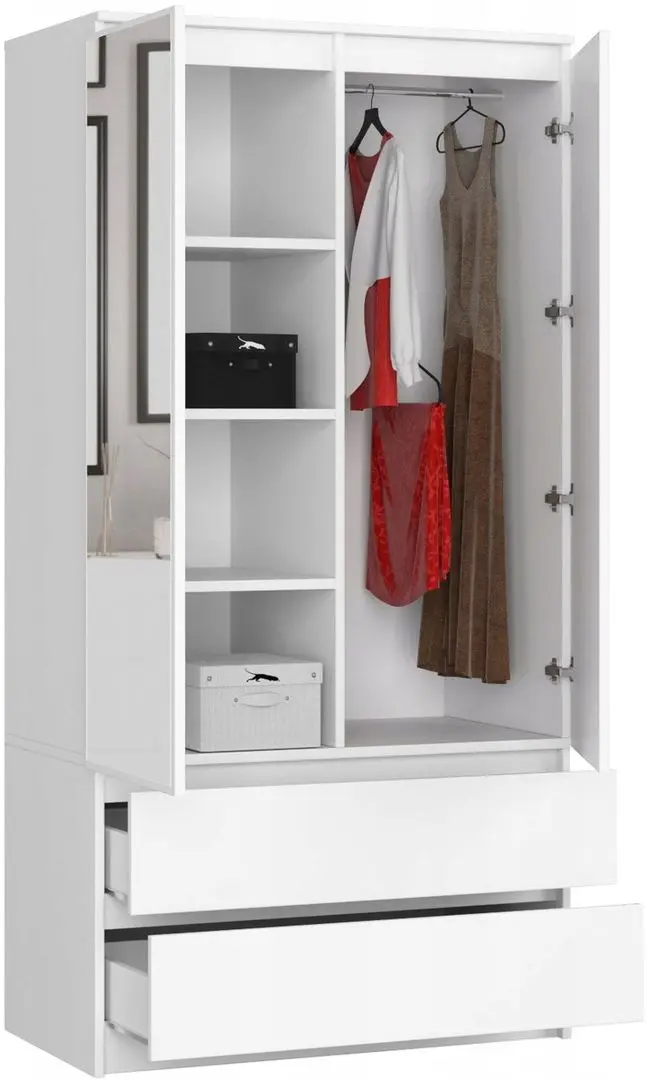 Шкаф Akord S90 2D2SZ 2 Lustro (White)