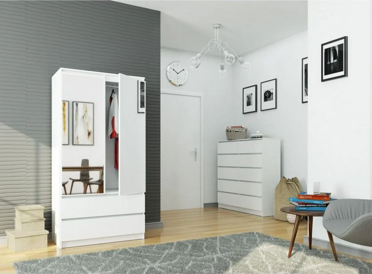 Шкаф Akord S90 2D2SZ 2 Lustro (White)