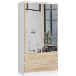 Шкаф Akord S90 2D2SZ 2 Lustro (White/Sonoma Oak)