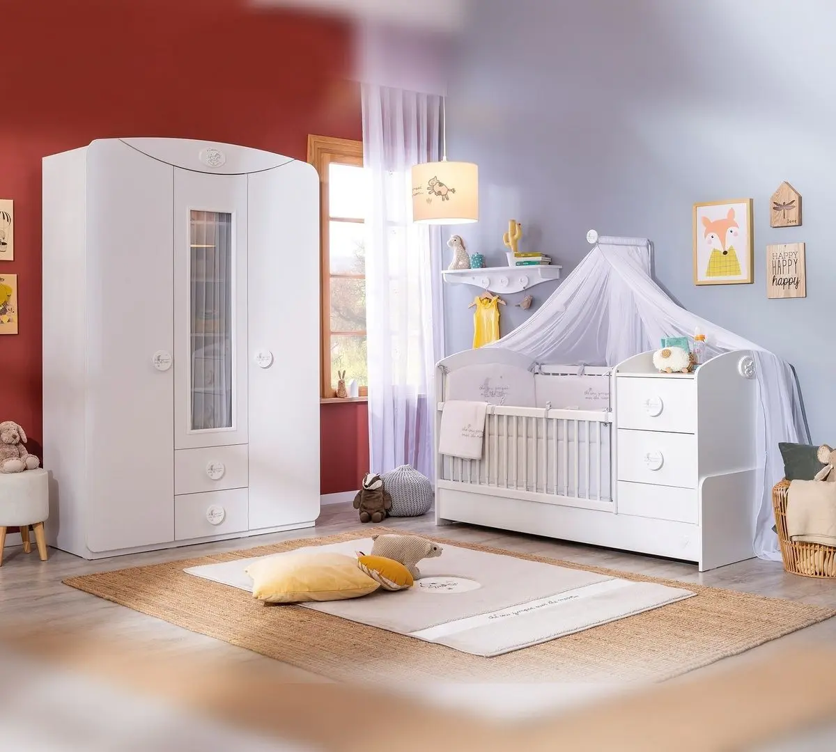 Шкаф трехстворчатый с окном Cilek Baby Cotton 20.24.1003.00 - 2