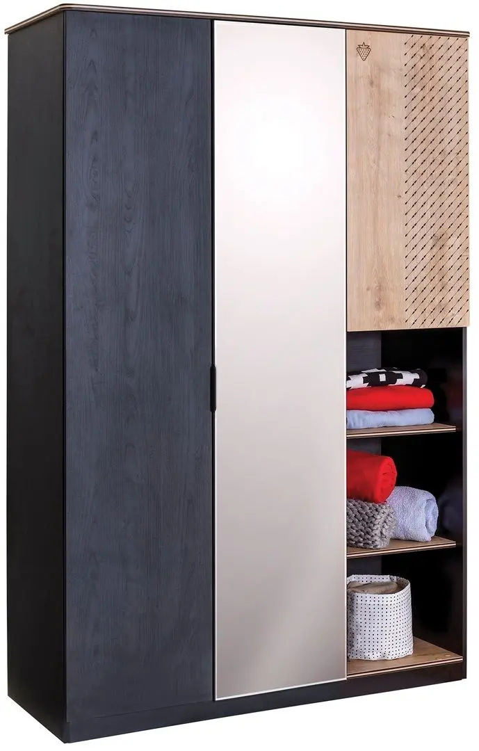 Dulap cu 3 usi si oglinda Cilek Black 20.58.1002.00