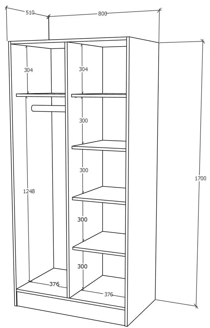 Шкаф Haaus Remi 2Д с полками (Sonoma Oak) - 4