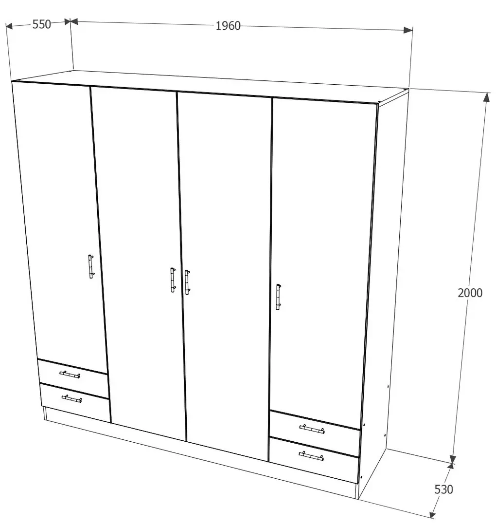 Шкаф Haaus Nero 4Д (Sonoma Oak)