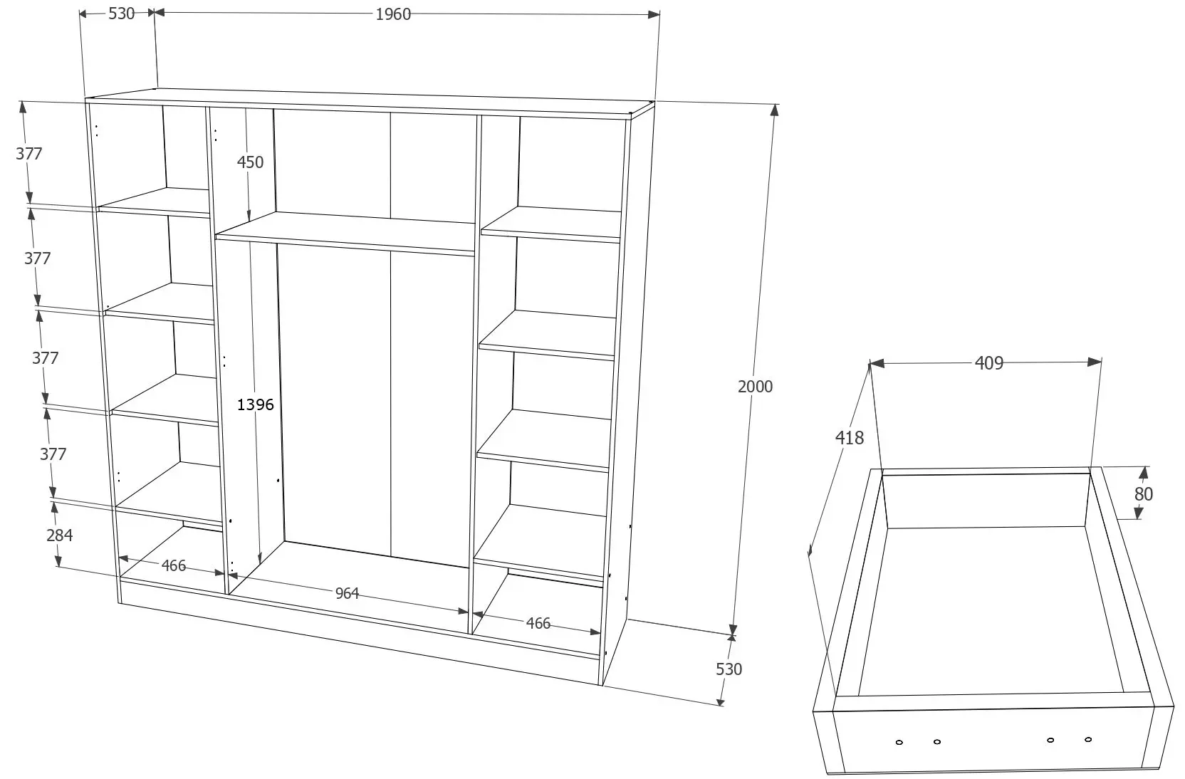 Шкаф Haaus Nero 4Д (Sonoma Oak)