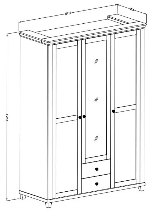 Dulap Helvetia Evora №19 3D2S (Green/Lefkas Oak)
