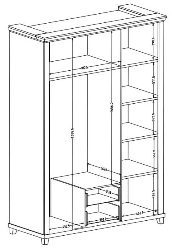Dulap Helvetia Evora №19 3D2S (Green/Lefkas Oak)