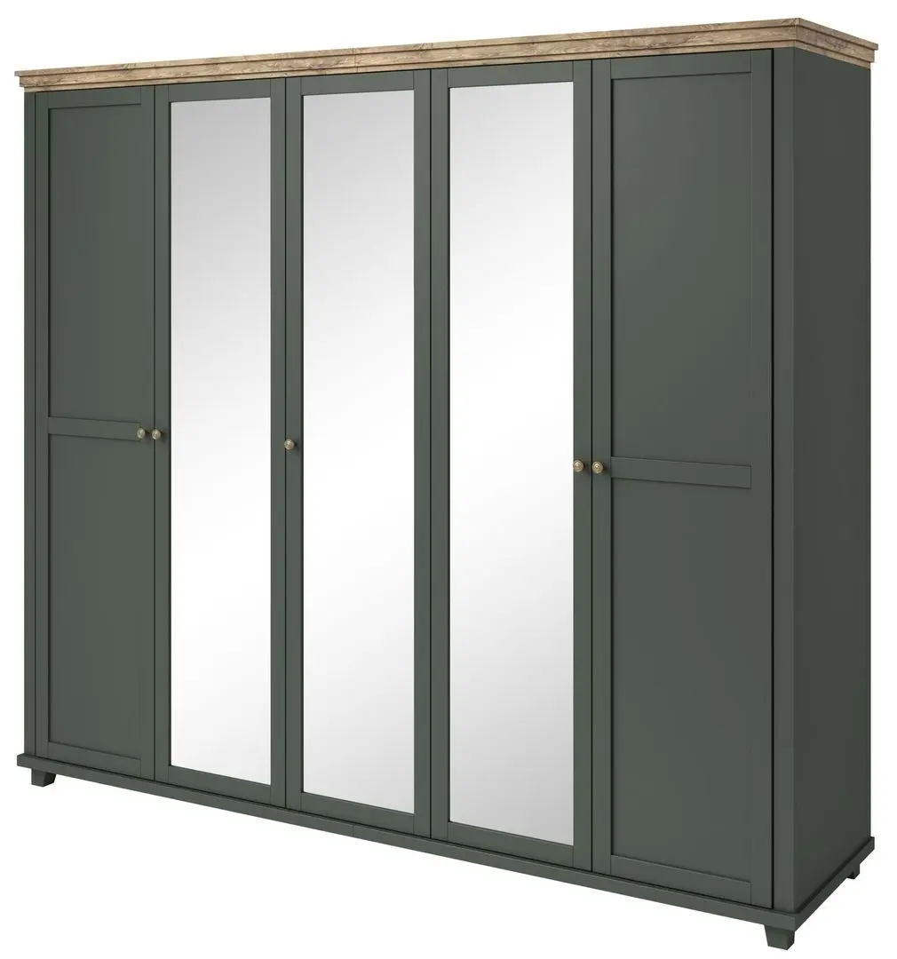 Dulap Helvetia Evora №21 5D (Green/Lefkas Oak)