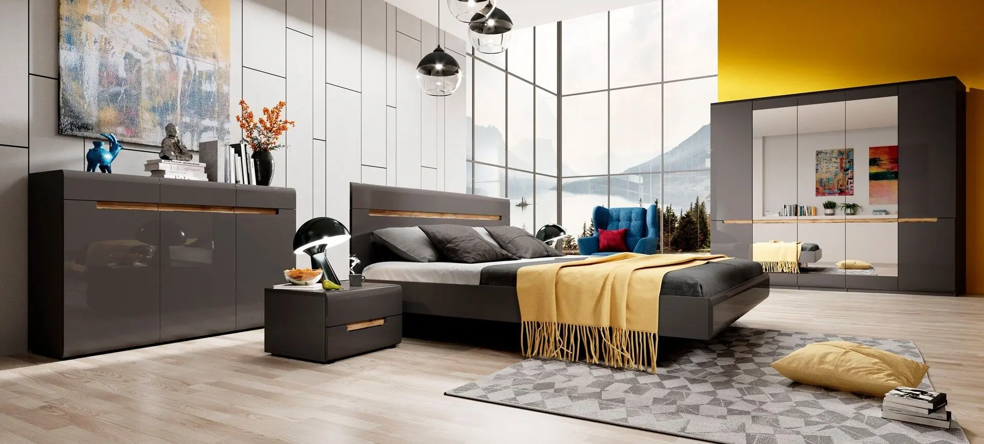 Dulap Helvetia Hektor №21 5D (Anthracite/Anthracite Gloss) - 4