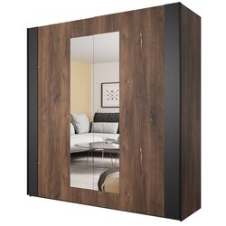 Шкаф Helvetia Sigma №18 2D (Flagstaff Oak Dark/Black Matt)