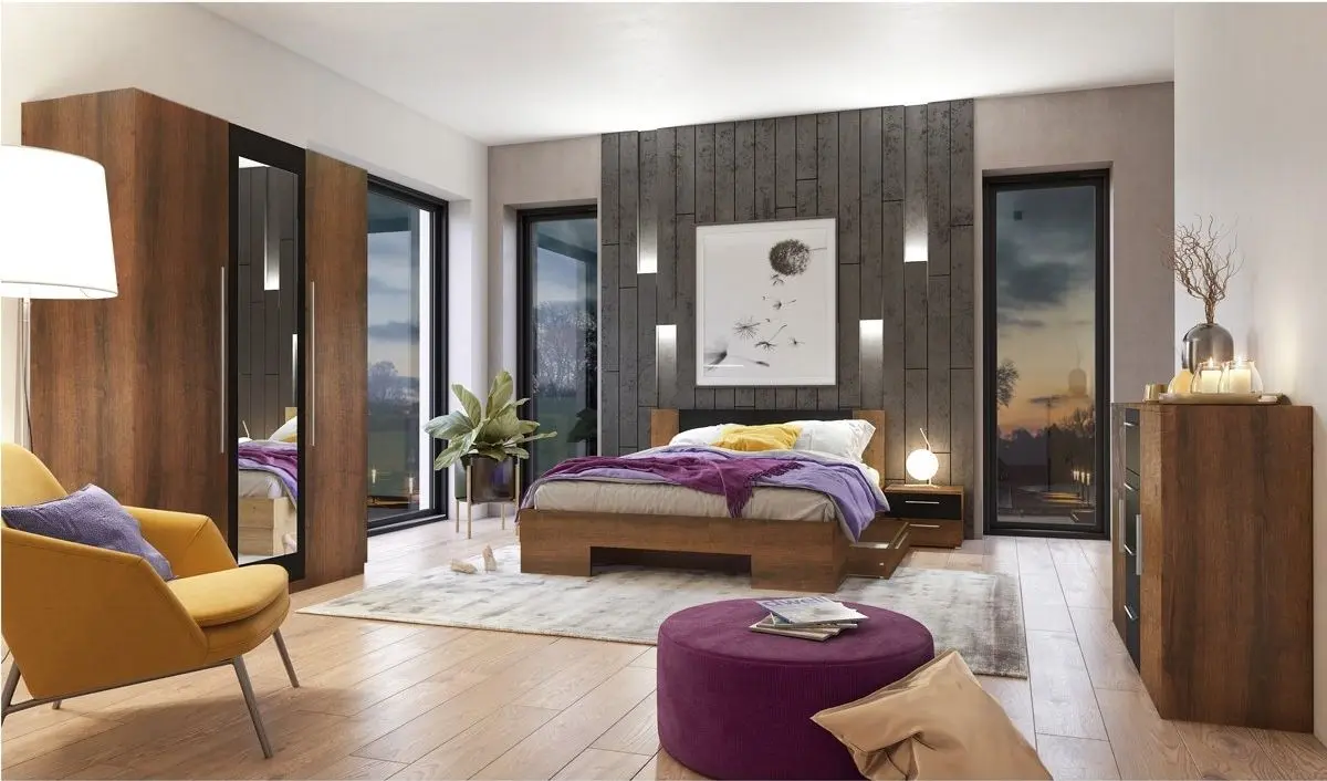 Dulap Helvetia Vera №20 4D (Walnut Red/Black)