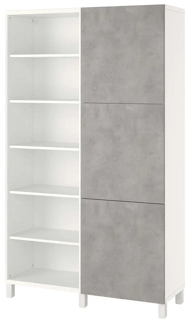 Etajera Ikea Besta 120x42x202 (Alb Kallviken/Stubbarp/Gri aspect beton)
