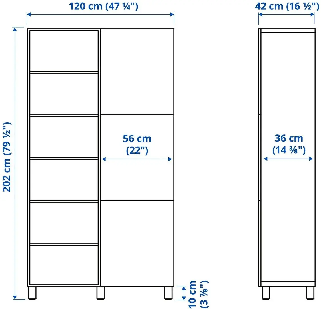 Etajera Ikea Besta 120x42x202 (Alb Kallviken/Stubbarp/Gri aspect beton)