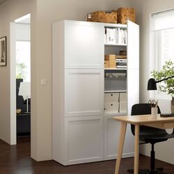 Шкаф Ikea Besta/Hanviken с дверцами 120x42x193 (Белый) Thumb