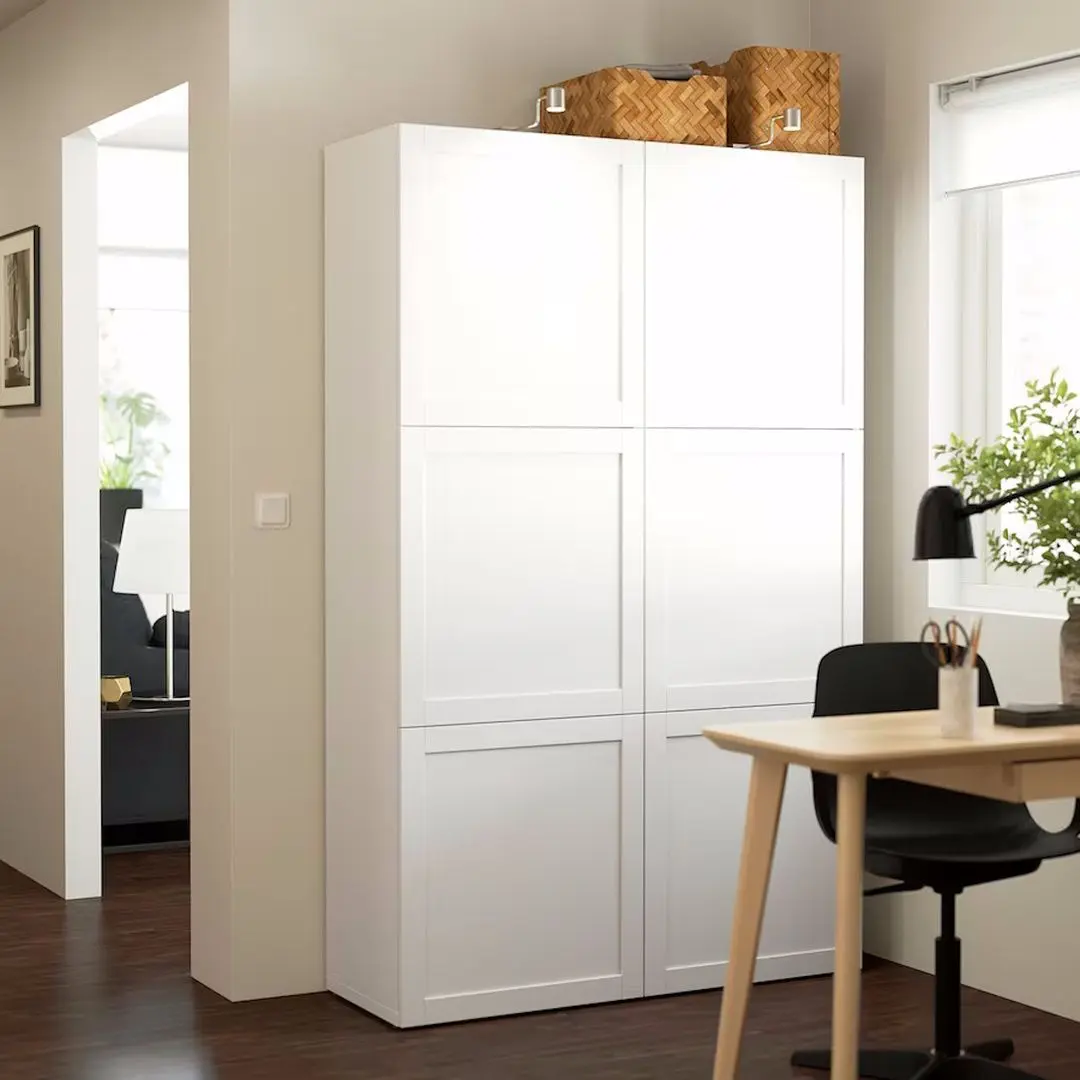 Шкаф Ikea Besta/Hanviken с дверцами 120x42x193 (Белый)