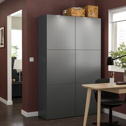 Шкаф Ikea Besta Lappviken плавно-закрывающиеся петли 120x42x193 (Темно-серый)