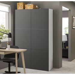 Шкаф Ikea Besta/Lappviken с дверцами 120x42x193 (Белый/Темно-Серый)