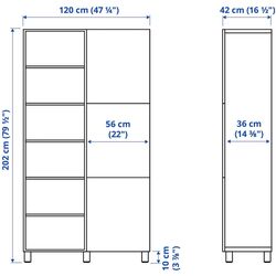 Книжный шкаф Ikea Besta/Mortviken/Stubbarp 120x42x202 (Белый) Thumb
