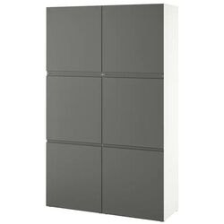Dulap Ikea Besta cu usi 120x42x193 (Alb/Vasterviken Gri Inchis)