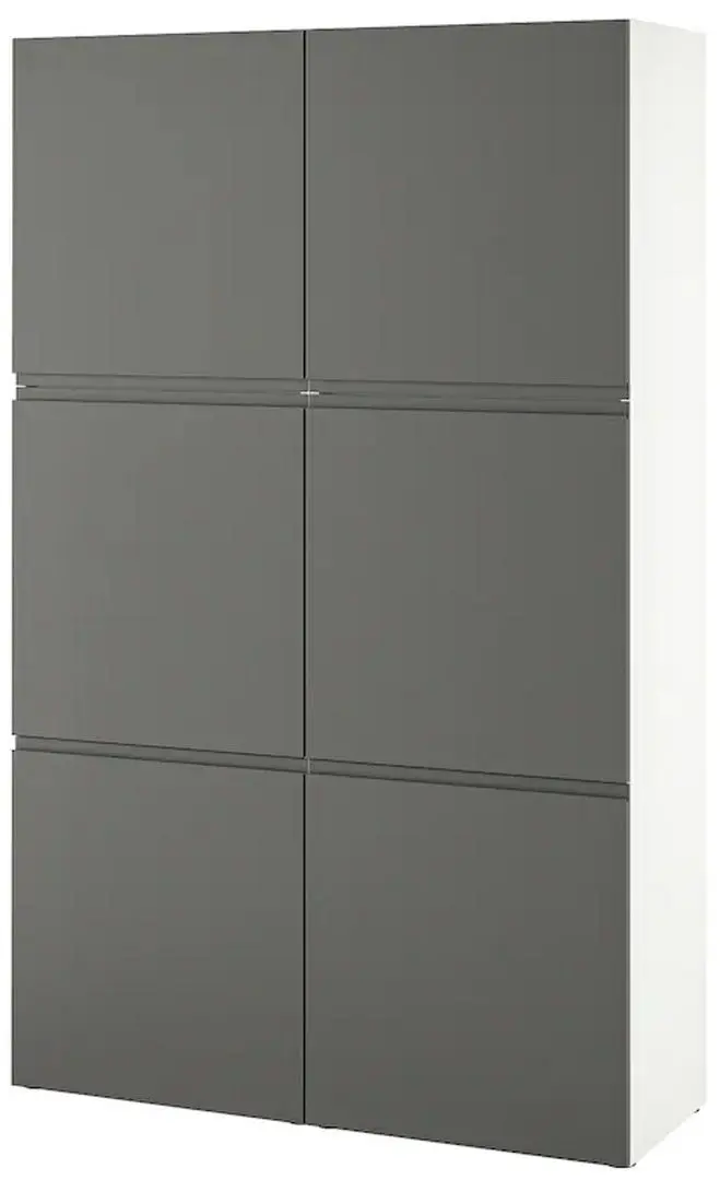 Шкаф Ikea Besta с дверцами 120x42x193 (Белый/Вестервикен Темно-серый)