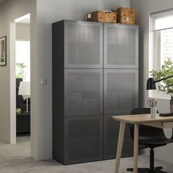 Шкаф Ikea Besta с дверцами 120x42x193 (Темно-серый/Мортвикен Темно-серый) Thumb