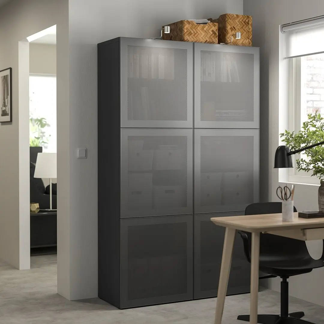 Шкаф Ikea Besta с дверцами 120x42x193 (Темно-серый/Мортвикен Темно-серый) - 3