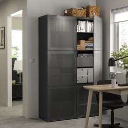 Шкаф Ikea Besta с дверцами 120x42x193 (Темно-серый/Мортвикен Темно-серый) Thumb