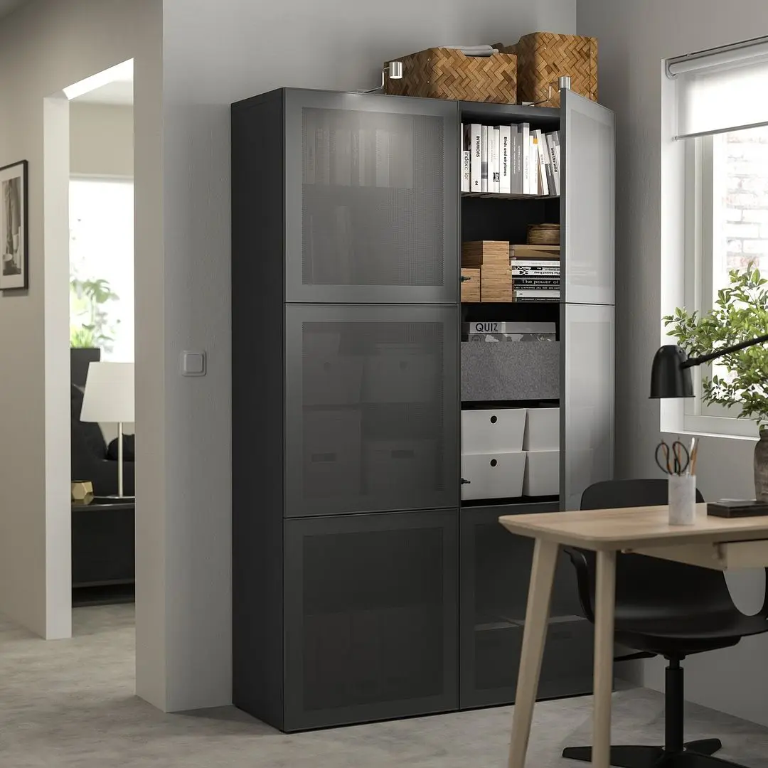 Шкаф Ikea Besta с дверцами 120x42x193 (Темно-серый/Мортвикен Темно-серый) - 4